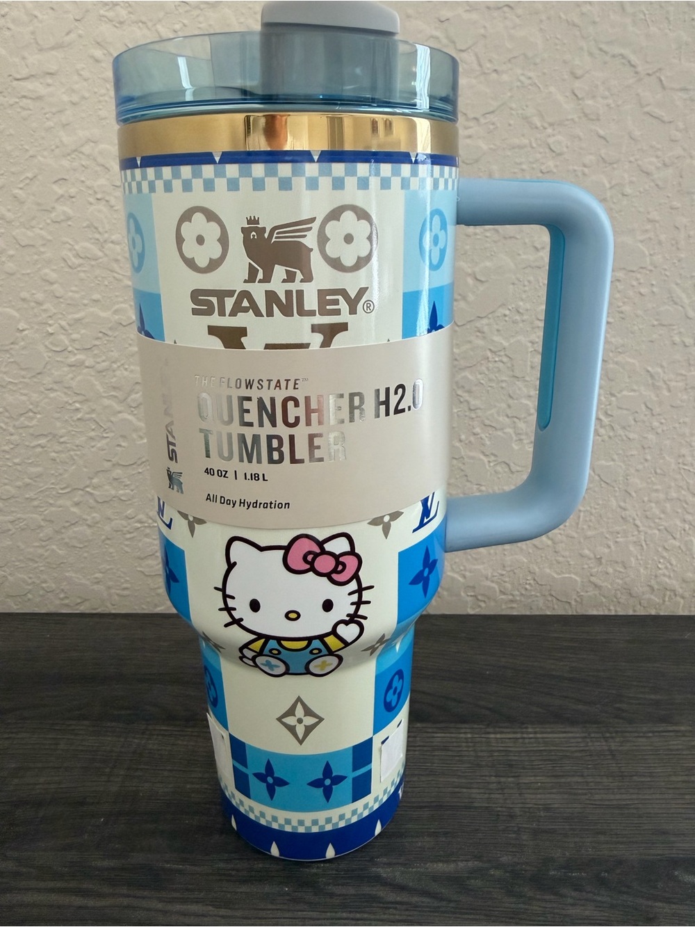Hello Kitty Blue 40oz Tumbler with Straw & Luxury Gift Packaging